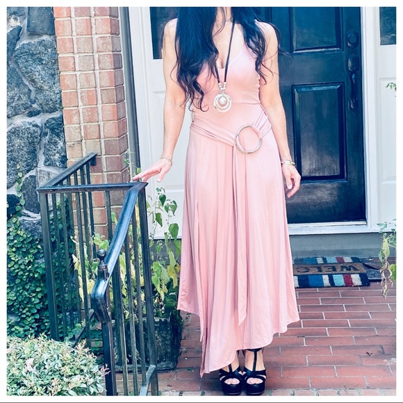 ShopEvelynne Dresses & Skirts - Gorgeous Rose Tank belted Asymmetrical Hem dress